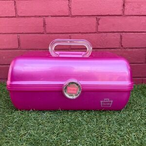 Vintage Caboodles On-The-Go Girl Makeup Case Hot‎ Pink Mirror Organizer